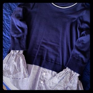 NY & Co. sweater with bell-sleeved dress shirt